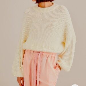 NWT Farm Rio pearl Embroidered Bubble sweater